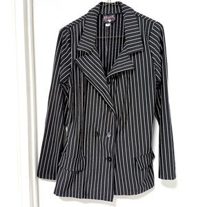 Vintage Charades Black pin-striped Gangster Moll Suit Blazer - Women's Size M